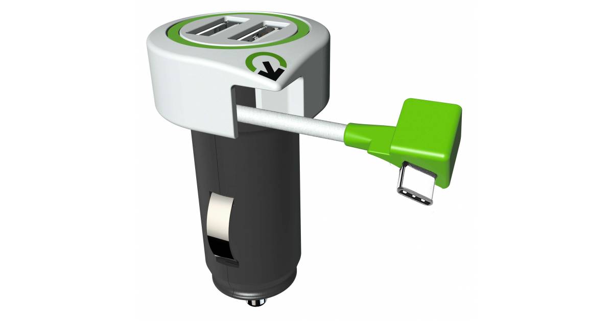 Q2Power trippel USB billader med USB C kabel Mackabler.no Dobbel USB billader (10W) Mackabler.no fra 3SIXT