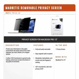  Privacy filter glas til MacBook Pro 15" 2016 og frem fra XtremeMac