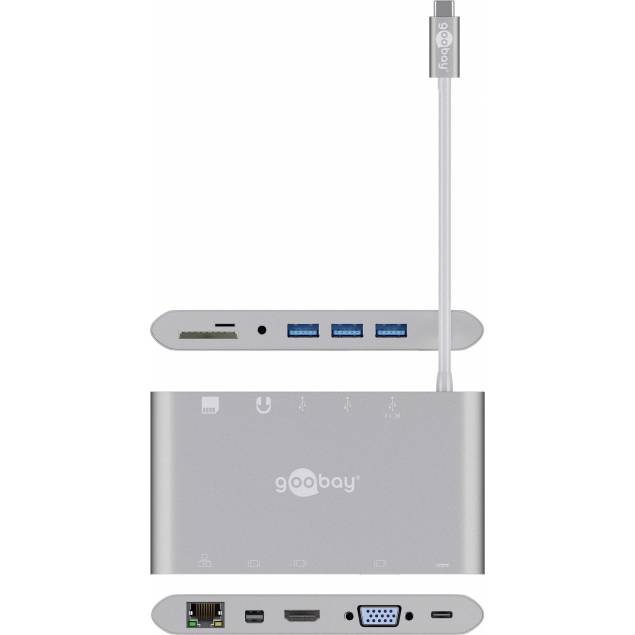 Goobay alt-i-1 USB-C HUB m. HDMI, USB 3,0 X3, mini DP, VGA, etc.