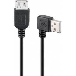 USB forlengelseskabel med sprekk 20 cm svart