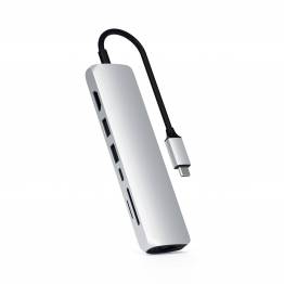 Satechi Slim USB-C MultiPort med Ethernet - HDMI, USB 3.0-porter og kortleser