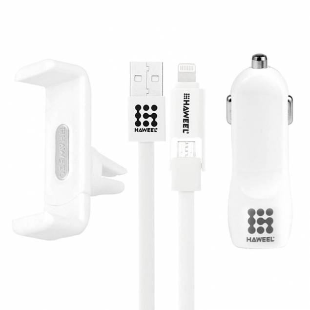 Bilpakke til iPhone med lader, kabel og holder Mackabler Bilpakke til iPhone med lader, kabel og holder Mackabler