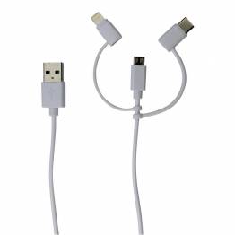 Multi lader kabel lyn, MicroUSB og USB-C i sølv Ugreen