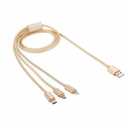 Multi lader kabel lyn, MicroUSB og USB-C i sølv Ugreen