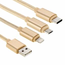 Multi lader kabel lyn, MicroUSB og USB-C i sølv Ugreen