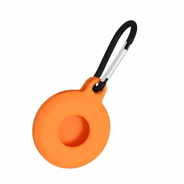 AirTag holder i silikon med karabinkrok - Oransje