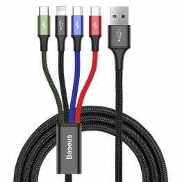 Baseus 4-i-1 multiladerkabel USB-Lightning, MicroUSB og 2x USB-C