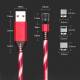 Lysende magnetisk flerladerkabel -Lightning, MicroUSB, USB -C - Rød