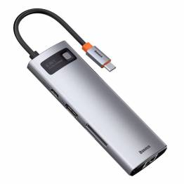  Baseus USB-C 8-i-1-hub, 3xUSB 3.0, HDMI, 100W PD, kortleser, nettverk