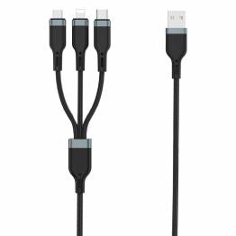  WiWU multilader og datakabel USB for Lightning, MicroUSB og USB-C