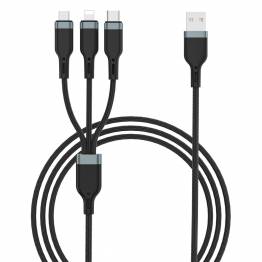 WiWU multilader og datakabel USB for Lightning, MicroUSB og USB-C
