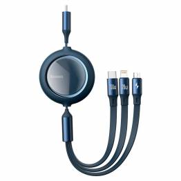 Baseus 3-i-1 USB-C-kabel med forlengelse Lightning, MicroUSB og USB-C - Blå