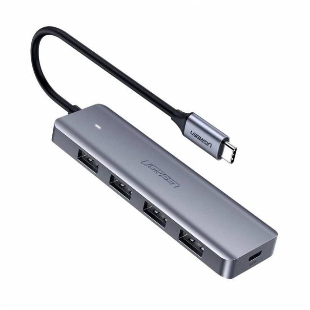 Ugreen USB-C til 4-porters USB Hub med MicroUSB for ekstra kraft