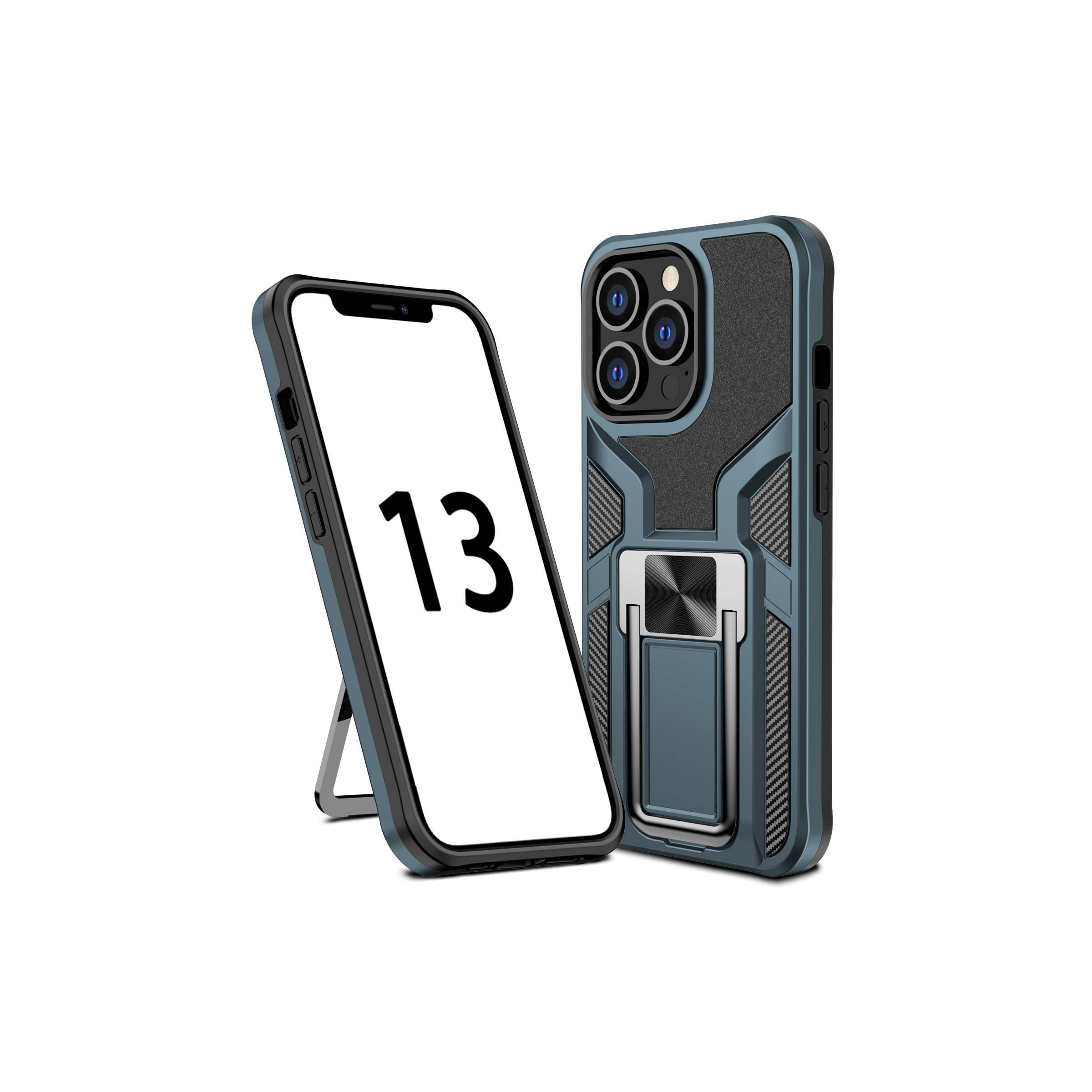 Bilde av Magnetisk Iphone 13 Pro Beskyttelsesdeksel 6,1" Med Stativ - Svart/blå