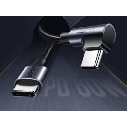  Ugreen USB-C ladekabel med bøy 2m - 60W PD - svart vevd