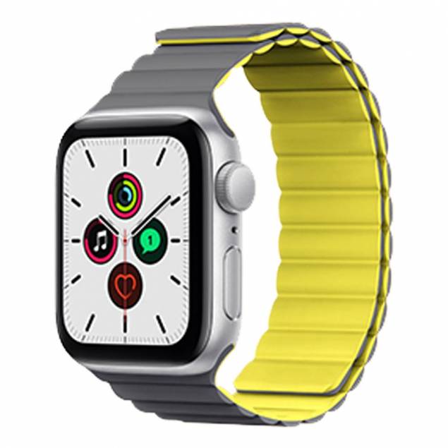 Magnetisk Apple Watch-rem i silikon 42/44/45mm - Grå/Oransje