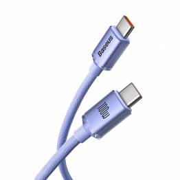 Baseus Crystal Shine herdet vevd USB-C-kabel - 100W - 2m - Lilla