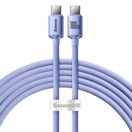  Baseus Crystal Shine herdet vevd USB-C-kabel - 100W - 2m - Lilla
