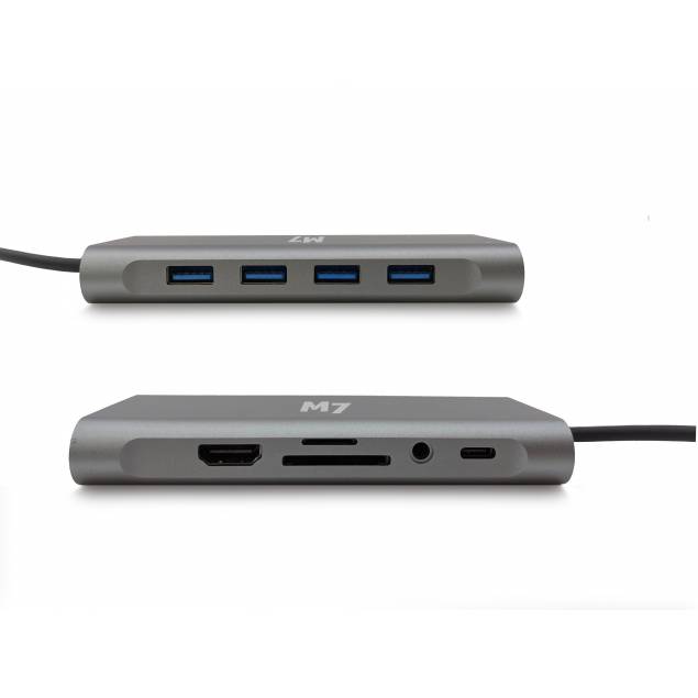 USB-C 11-i-ett-dokk m. HDMI-& VGA SD microSD RJ-45 USB 3,0 og USB-C M7