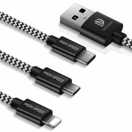  DUX DUCIS multiladerkabel USB for Lightning, MicroUSB og USB-C