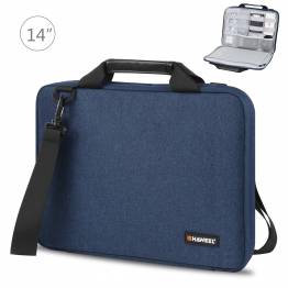 HAWEEL 14" MacBook-veske med praktisk tilbehørsrom og bærestropp - Blå