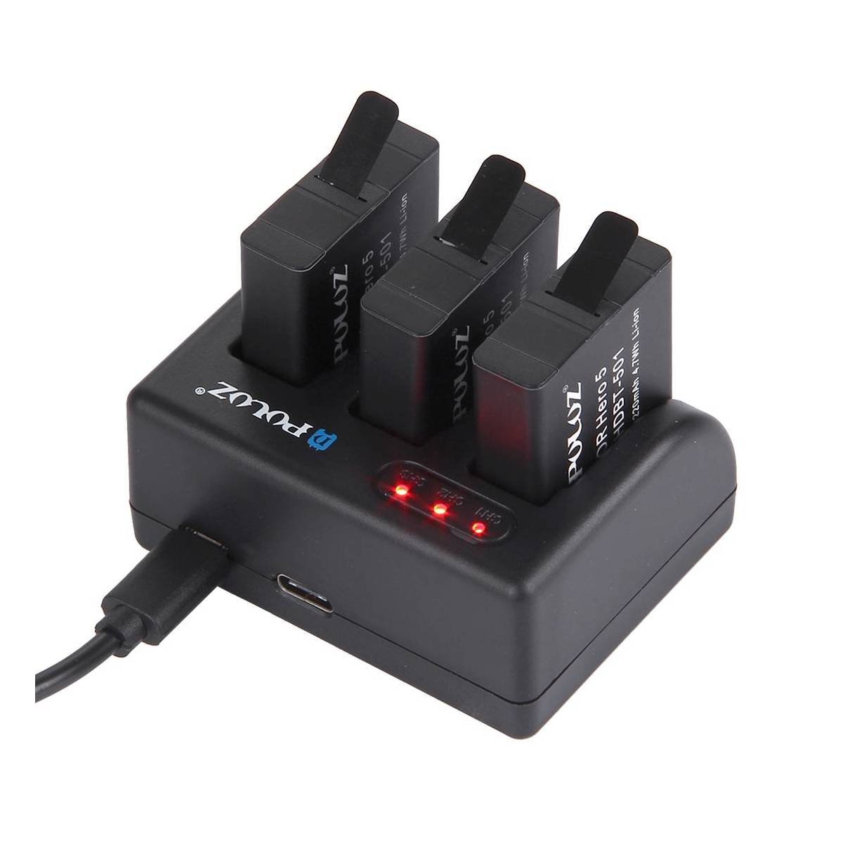 PULUZ Oplader til 3x GoPro HERO 5 batterier Mackabler.no PULUZ Oplader til 3x GoPro HERO 5 batterier Mackabler.no