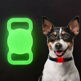 Selvlysende AirTag holder for kjæledyr i silikon - Grønn