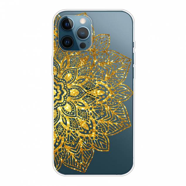 Beskyttende iPhone 12/12 Pro deksel - Gjennomsiktig med gullblomst