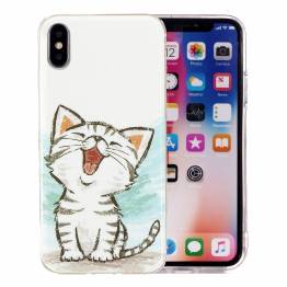 iPhone X/Xs selvlysende deksel - Glad kattunge