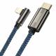 Legendary robust gamer USB-C til Lightning-kabel m vinkel - 1m - Blå