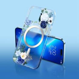 iPhone 14 Pro beskyttende Magsafe deksel - Blå blomster