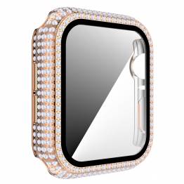  Apple Watch 1/2/3 38mm deksel og beskyttelsesglass m diamanter - Rose gull