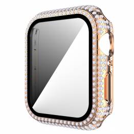 Apple Watch 4/5/6/SE 40mm deksel og beskyttelsesglass m diamanter - Rose gull