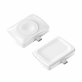 2-i-1 lader for Apple Watch og AirPods 2/3/Pro med USB-C - Hvit