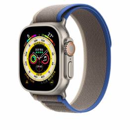  Nylon Loop stropp for Apple Watch Ultra og Watch 44/45mm - Grå/Blå