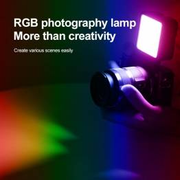  RGB fotolys med batteri og justerbar lysstyrke for DSLR og stativ