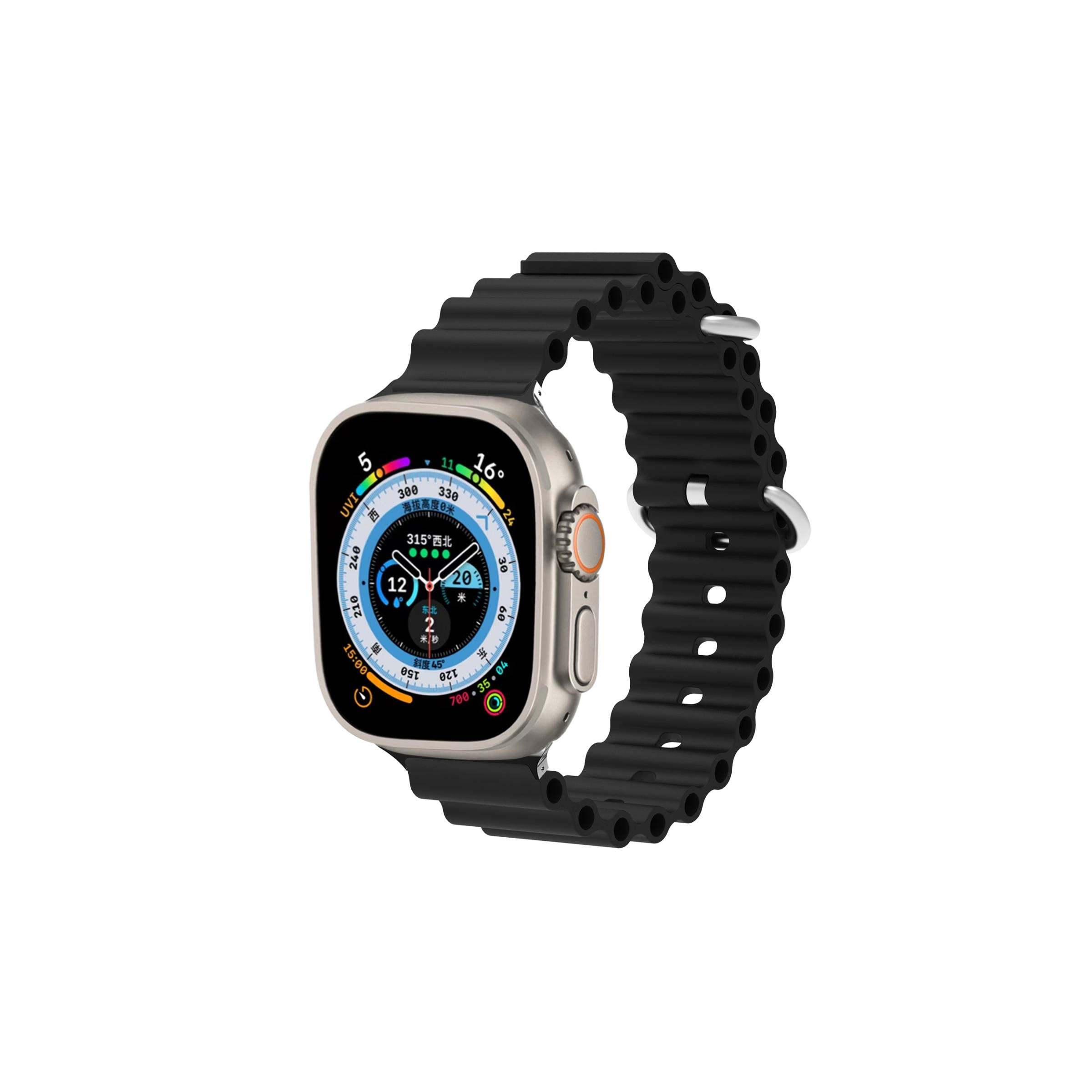 Bilde av Ocean Silikonrem For Apple Watch Ultra Og Watch 44/45mm - Svart