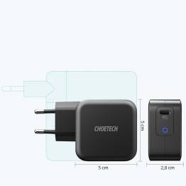  Choetech GaN 60W USB-C PD kompakt hurtiglader m 1,8 m USB-C-kabel