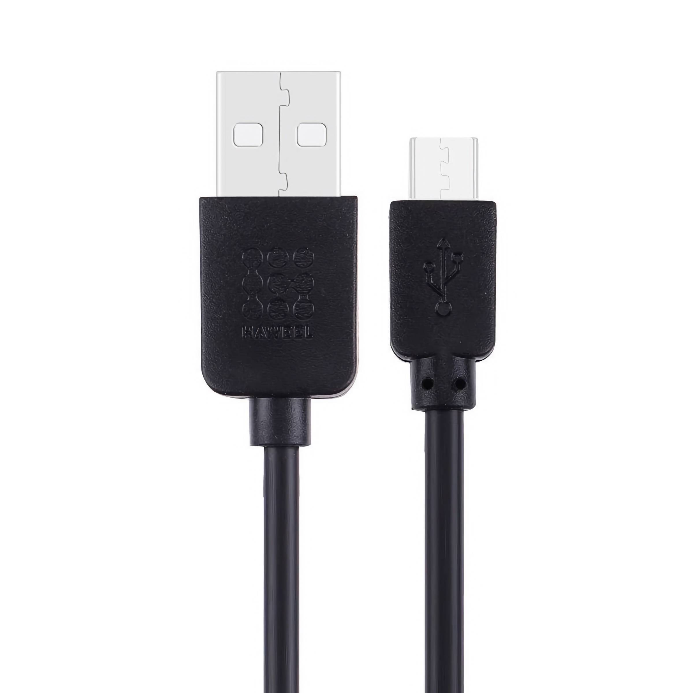 Haweel USB til Micro USB kabel i sort eller hvit, Farge Sort