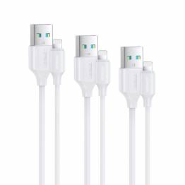 Joyroom 3-pack USB til Lightning-kabel - 0,25m, 1m og 2m - Hvit