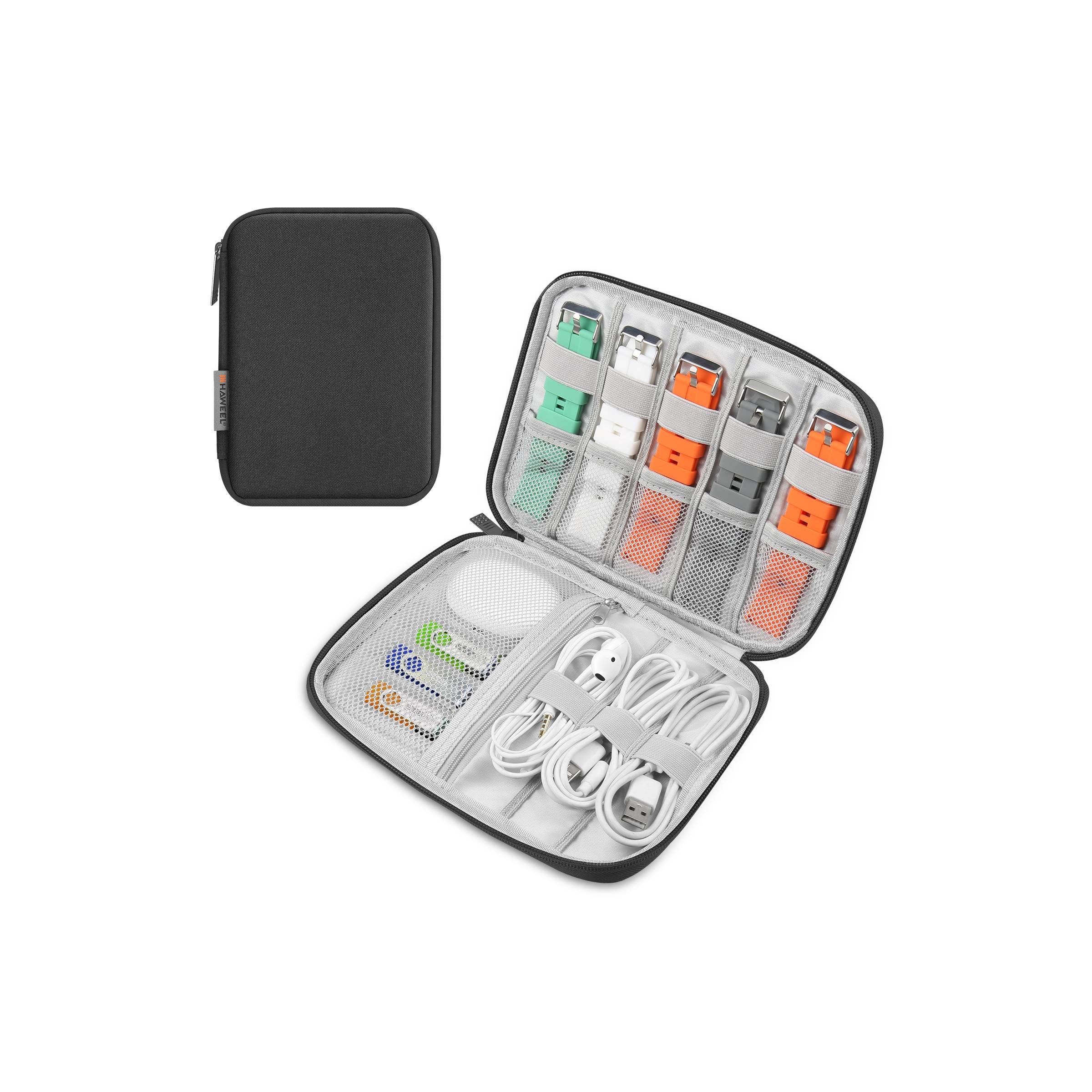 Veske til Apple Watch, Garmin etc. klokkeremmer, kabler, ladere -Svart