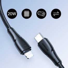  Joyroom USB-C til Lightning-kabel - 25 cm - Svartvevd