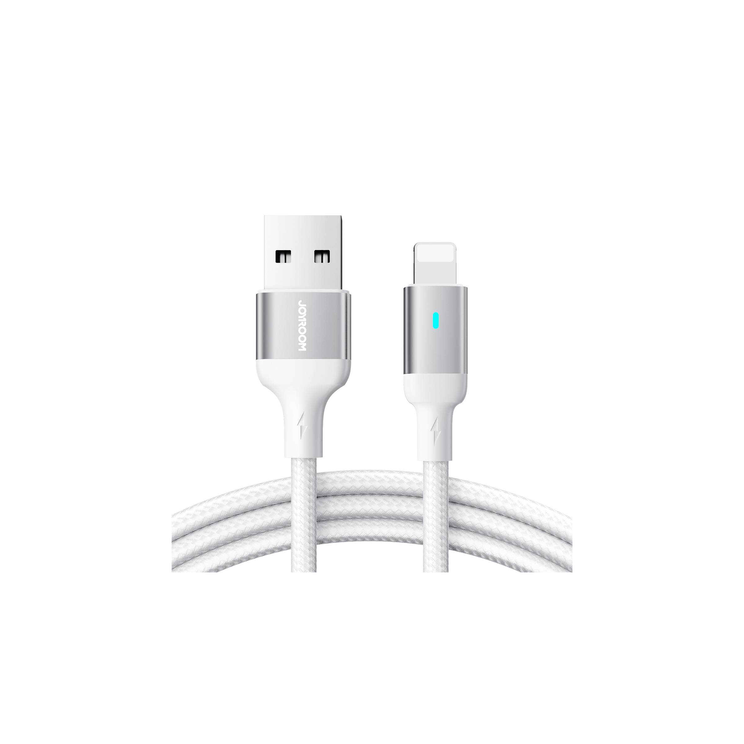 Joyroom USB til Lightning kabel med diode – 1,2m – vevd hvit