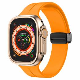 Silikonrem til Apple Watch 42/44/45/49mm med magnetlås - Oransje med fordypning