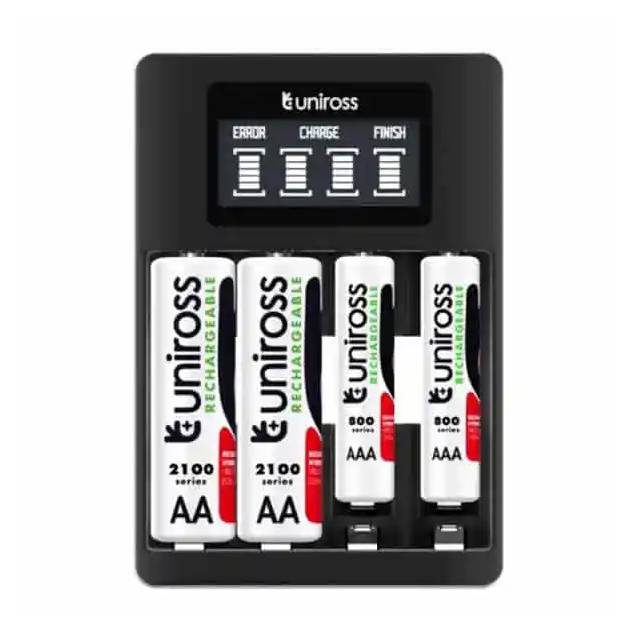 Uniross Ultra Hurtiglader for AA/AAA batterier inkludert 4 stk AA2100