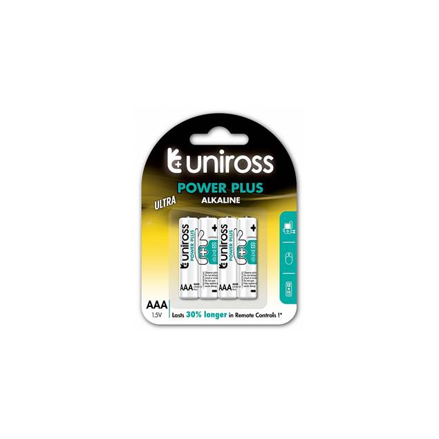Uniross alkaliske AAA-batterier - 4 stk