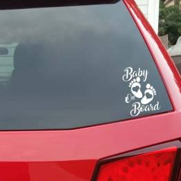  Baby on Board-klistremerke til bakvinduet på bilen - Hvit