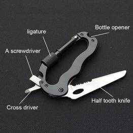  Multiverktøy karabinkrok med kniv og skruelås - 10,5 cm