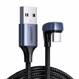Ugreen USB til USB-C QC3.0-kabel med 180° vinkel - 2m - Svart vevd