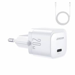 Joyroom nano 20W USB-C PD QC-lader med Lightning-kabel - Hvit